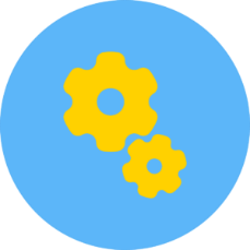 Cercle imbriqués jaunes, bleus foncés et bleus clairs pour illustrer l'activité de Parlons-nous, société de coaching, supervision et formation à Angers (49)